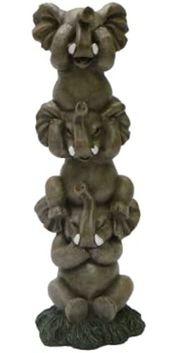 Nature's Mark See Hear Speak No Evil Elephants Totem Statue 