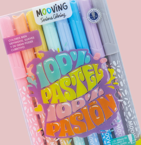 Imagen 4 de 6 de Marcadores Mooving 100% Pastel 100% Pasion X 8 Colores