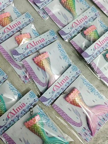 Llaveros Cola De Sirena Con Bolsita Porcelana Fria 40 Uni