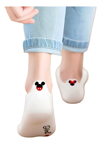 5 Pares Tines Calcetines Mickey Minnie Disney Mujer