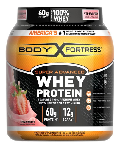 Body Fortress Super Advanced Whey Protein 1.78 Lb Strawberry