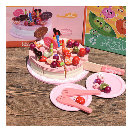 Comida Simulada Para Niños, Tarta Cortada En Madera Para Fie
