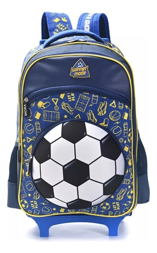 Mochila Carro Futbol 3d 46 Cm Reforzada Micieloazul