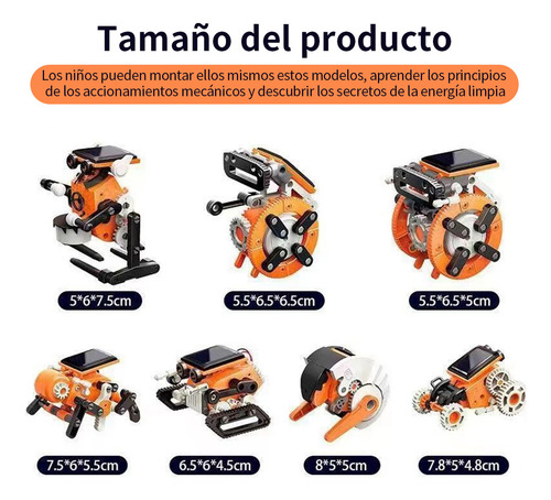 Robot Solar de Juguete Kit de Robots Briko Educativo 7 en 1 Robot para Niños Naranja Hong Jie Toys 0047 Hong Jie Toys