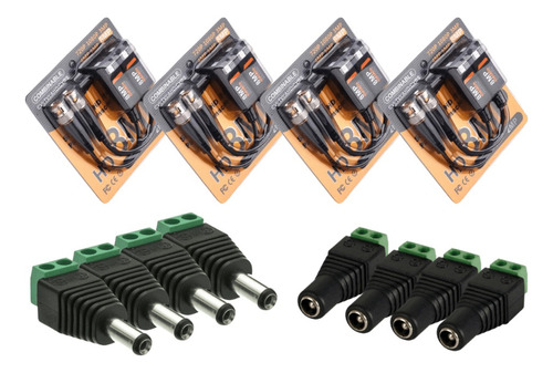 Pack 4 Video Balun 8mp Y 4 Par Conectores Dc