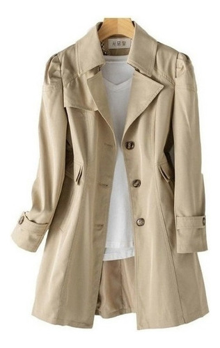 Women's Solid Color Long Gabardine Overcoat Coat W