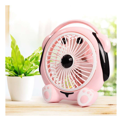 Ventilador De Escritorio Hgq Modelo Perro - Ideal Para Mesa 21.59 Cm Rosa Rosa Plástico 3
