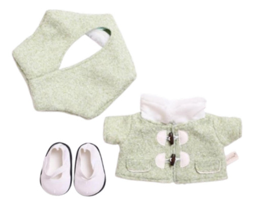 Abrigo De Muñeca De Felpa, Sombreros Y Zapatos, Verde