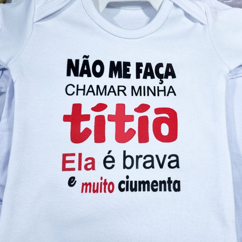 Body Personalizado Bebe / Frase Titia / Malha 100% Algodão