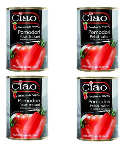 Kit 4 Molhos De Tomate Pelati Ciao Pizza Napoletana 400g