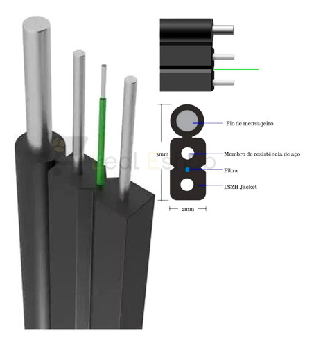 Cable de fibra óptica Drop Flat Ftth, 1 rollo con 100 m