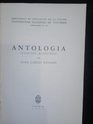 Libro Antología Cuentos Escogidos Juan Carlos Dávalos