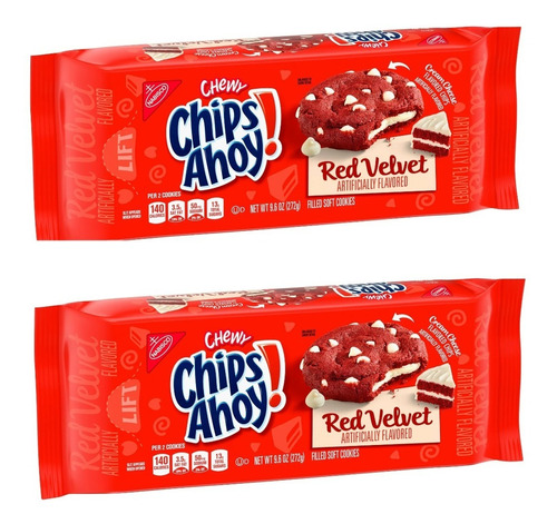 Pack 2 Galletas Chips Ahoy Red Velvet 272g Importadas