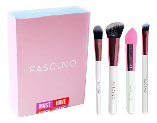 Imagen 2 de 6 de Set 4 Brochas De Maquillaje Crueltyfree + Regalo Fascino
