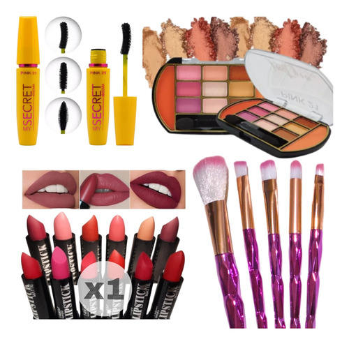 Set De Maquillaje  24 Tejar Pink 21  Box Kit Sombras Brochas