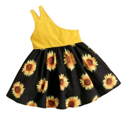 Vestido Amarillo Detalle Ene L Hombro Y Girasoles