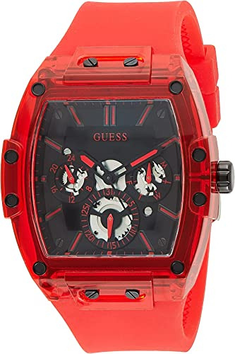 Guess Reloj Acentuado De Cristal De 1.693 X 2.008 In, Negro