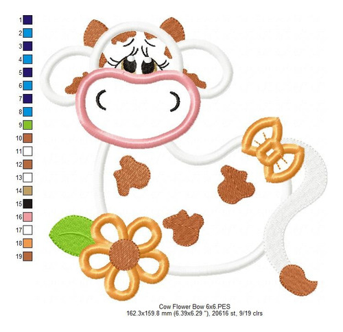 Matriz Para Bordados Maquina Granja Vaca Flor Lazo 4076
