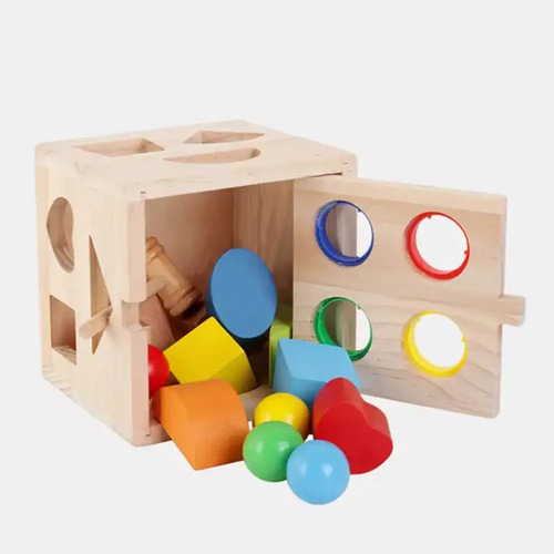 Cubo Didáctico Multi Encaje Para Martillar Juguete De Madera