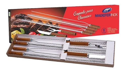 Set Asador Tenedor, Cuchillo + 4 Pinchos Doble Madefer