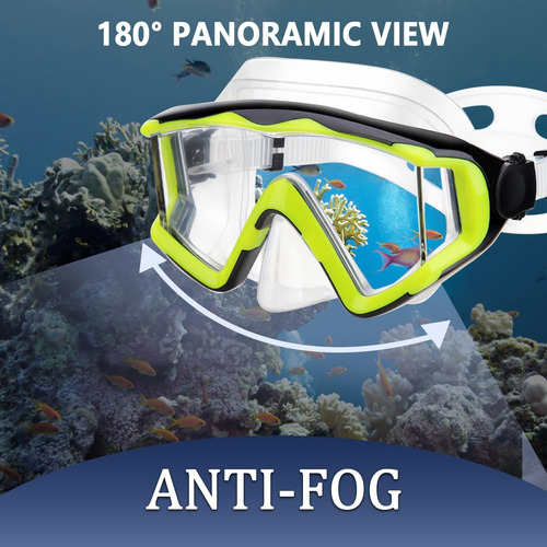 Mascarilla De Buceo Antivaho Adultos, Amarillo Y Transparent