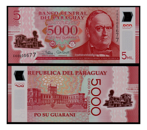 Grr-billete De Paraguay 5000 Guaraníes 2011 (2013), Plástico