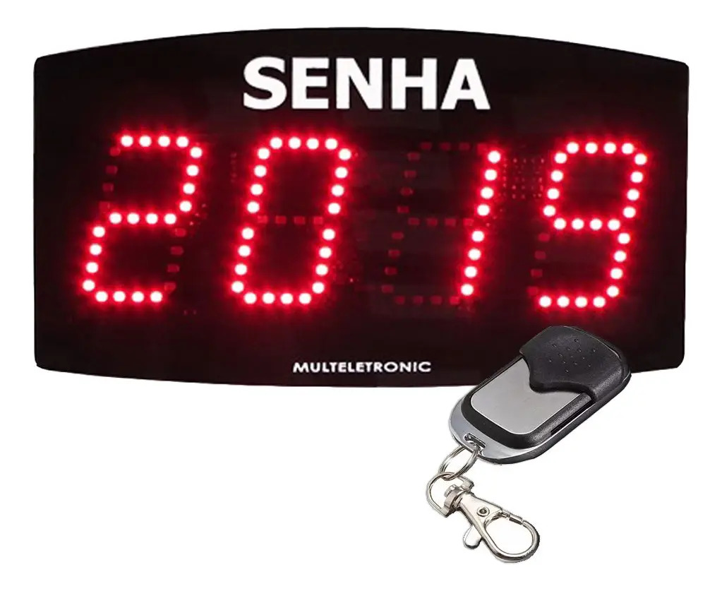 Painel De Senha Atendimento Multeletronic Controle Vermelho