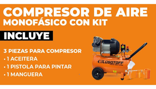 Compresor de aire eléctrico portátil Lüsqtoff LC-2550BK monofásico 50L 2.5hp 220V 50Hz naranja