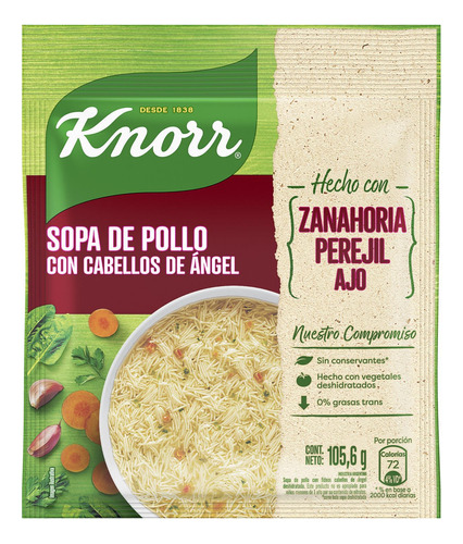 Sopa Knorr Sabor Pollo Con Cabellos De Ángel 105.6g X1u