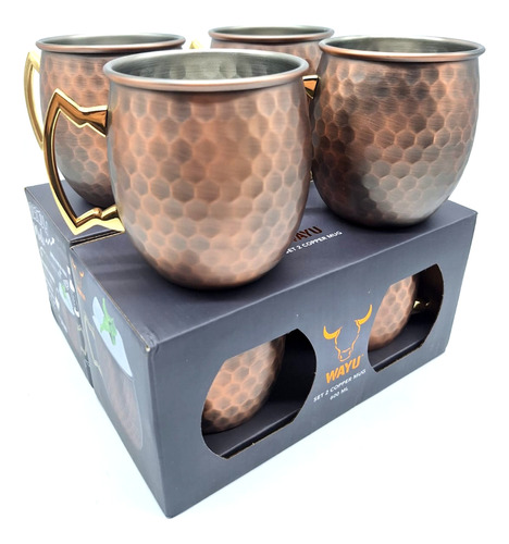 Set 4 Vasos Cobre Moscow Mule 600ml Premium Coctel Tragos