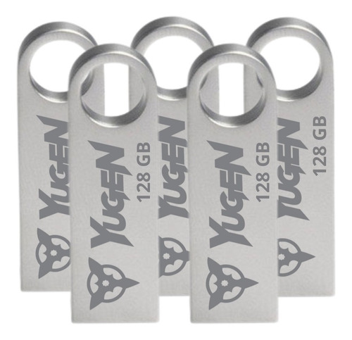 Kit 5 Memoria Usb 128gb Metalica Plata Bulk Suelta Nuevas Color Gris