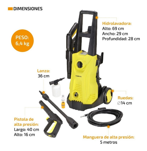 Imagen 5 de 10 de Hidrolavadora Eléctrica Femmto 120bar 1800w 1750psi