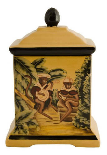 Caixa Potiche (vaso) Em Cerâmica Com Acabamento Laqueado