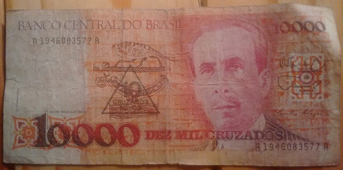 Billete Diez Mil Cruzados Sello 10 Cruzados Novos - Serie A