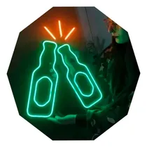 Comprar Cartel Botellas En Neón Led Cervezas \u002F Bar \u002F Deco \u002F Luminoso