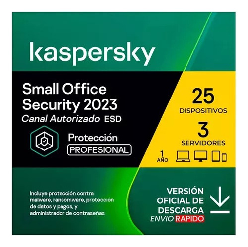 Antivirus Small Office Kaspersky 25 Pcs 3 Servidores 1 Año