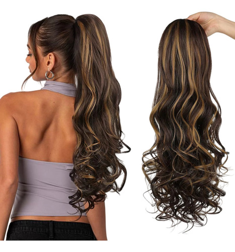 Extensiones De Coleta Onduladas Con Clip De Garra Grande Color 4h27
