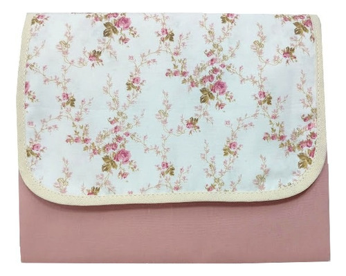 Trocador Portátil C/ 2 Bolsos P/ Bebê Estampa Floral E Rose