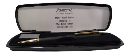 Bolígrafo Con Sello Heri Diagonal Negro Matte Con Líneas