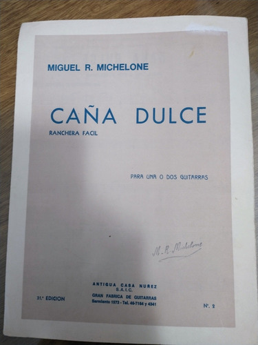 Partitura Caña Dulce, Ranchera Fácil, Michelone