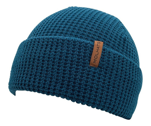 Gorro Tejido Punto Waffle Con Bota Ancha Beanie Fashion