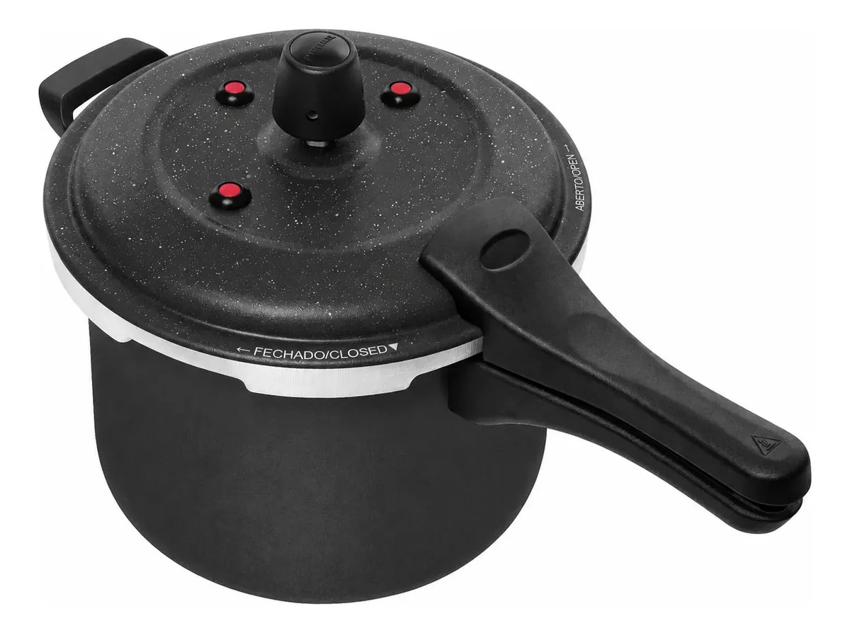 Panela de Pressão Patolux 5L Antiaderente Alumínio Preto Fecho Externo