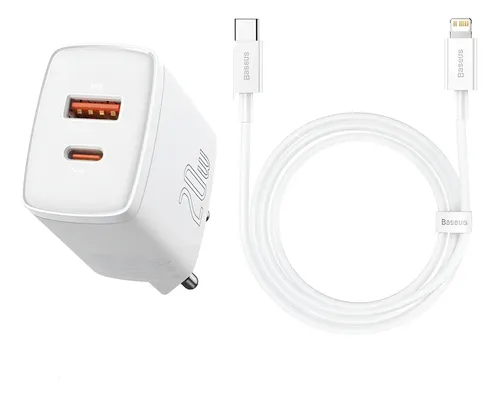 Carregador Turbo iPhone X/11/12/13/14 20w Usb-c Baseus +cabo