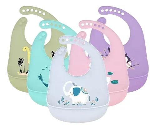 comprar Pack 3 Baberos De Silicona Ajustables Impermeable, Sin Bpa