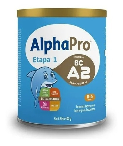 Alphapro Etapa 1, Proteina Bc A2, 0-6 Meses, 400g Sabor Sin Sabor