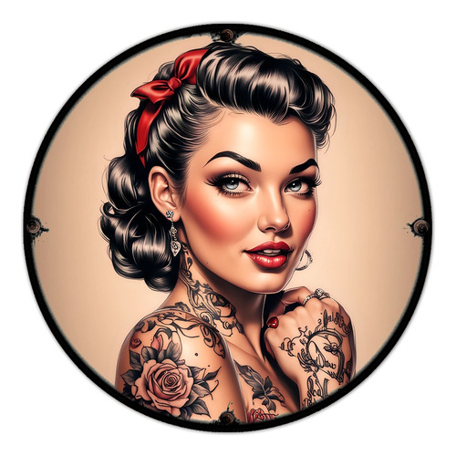 #880 - Cuadro Decorativo Vintage Pin Up Tattoo Tatuaje Rock