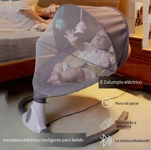 Mecedora eléctrica para bebé, Columpio de cinco velocidades con modo Remoto  Bluetooth, cuna