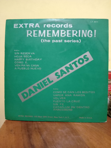 Daniel Santos. Long Play. Extra Records Remembering. Lp Usa.