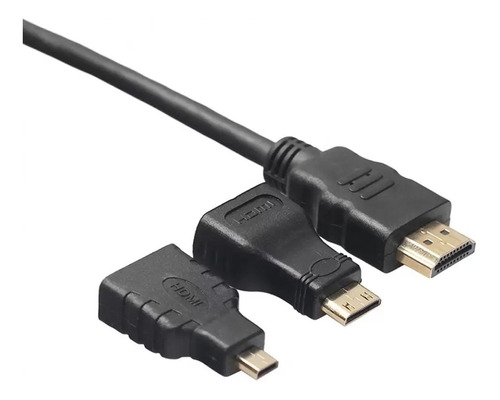 Cable Hdmi A Hdmi + Micro Hdmi + Mini Hdmi 3 En 1 Full Hd