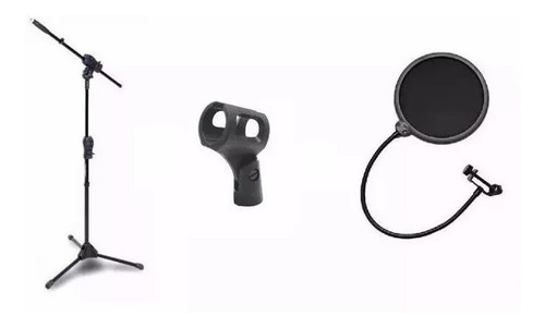 Kit Pedestal Microfone Smmax Ibox + Pop Filter + Cachimbo